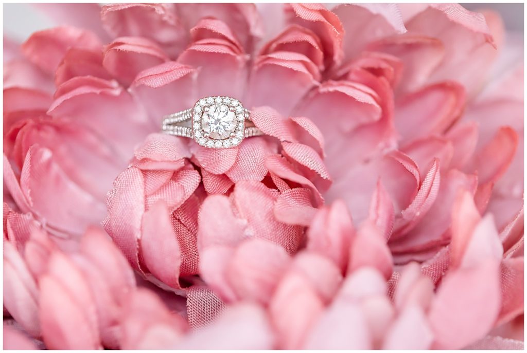 wedding ring shot on flowers